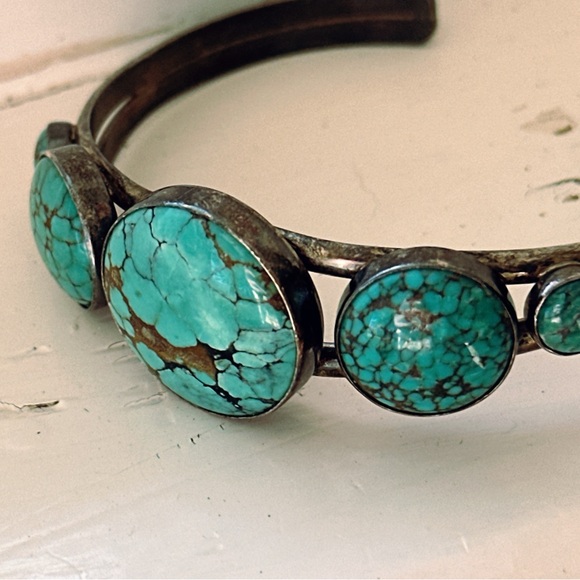 Vintage Jay King DTR Turquoise Stone Sterling Silver Desert Rose Cuff Bracelet - Picture 13 of 16